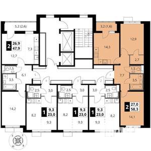 2-к квартира, вторичка, 58м2, 5/17 этаж
