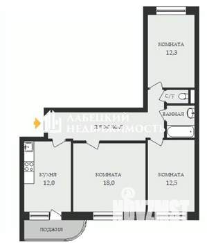 3-к квартира, вторичка, 69м2, 8/17 этаж