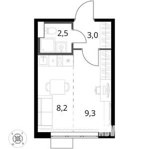 Студия квартира, вторичка, 23м2, 11/17 этаж