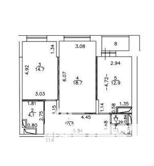 2-к квартира, вторичка, 63м2, 14/17 этаж