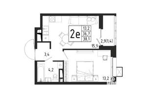 1-к квартира, вторичка, 38м2, 5/12 этаж