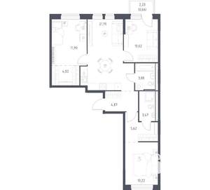 3-к квартира, вторичка, 77м2, 15/17 этаж