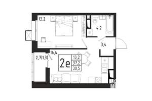 1-к квартира, вторичка, 39м2, 7/12 этаж