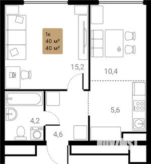 1-к квартира, вторичка, 40м2, 3/28 этаж