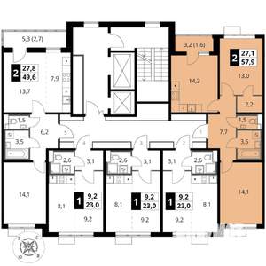 2-к квартира, вторичка, 58м2, 3/17 этаж
