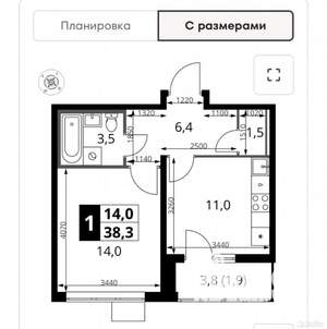 1-к квартира, вторичка, 37м2, 8/17 этаж