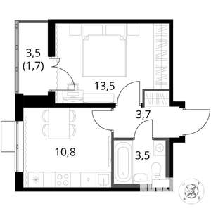 1-к квартира, вторичка, 33м2, 15/17 этаж