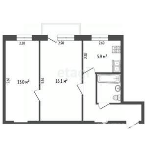 2-к квартира, вторичка, 44м2, 4/5 этаж