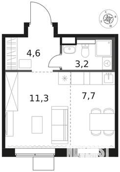 Студия квартира, вторичка, 27м2, 5/17 этаж