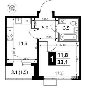 1-к квартира, вторичка, 33м2, 16/16 этаж
