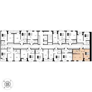 2-к квартира, вторичка, 44м2, 9/17 этаж