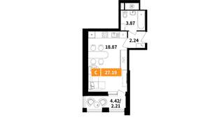 Студия квартира, вторичка, 27м2, 12/17 этаж