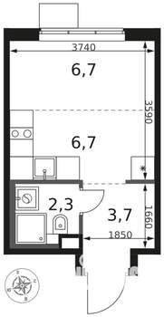 1-к квартира, вторичка, 19м2, 7/8 этаж