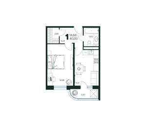1-к квартира, вторичка, 40м2, 5/9 этаж