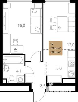 1-к квартира, вторичка, 40м2, 8/28 этаж