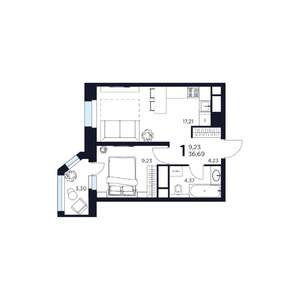 1-к квартира, вторичка, 37м2, 7/17 этаж