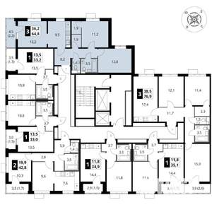 3-к квартира, вторичка, 65м2, 9/17 этаж