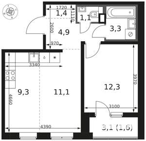 2-к квартира, вторичка, 45м2, 2/8 этаж
