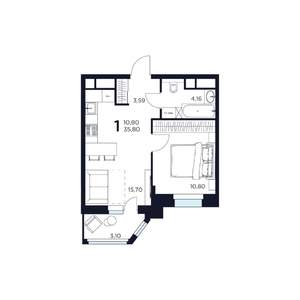 1-к квартира, строящийся дом, 36м2, 5/17 этаж