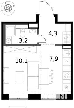1-к квартира, вторичка, 26м2, 8/17 этаж