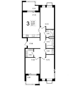 3-к квартира, вторичка, 99м2, 3/5 этаж