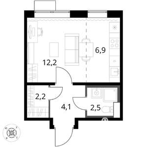 Студия квартира, вторичка, 28м2, 13/17 этаж