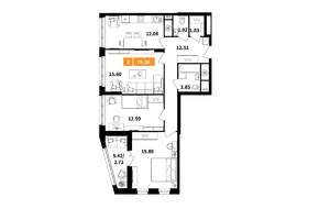 3-к квартира, строящийся дом, 79м2, 4/9 этаж