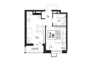 1-к квартира, вторичка, 39м2, 10/11 этаж