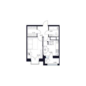 1-к квартира, строящийся дом, 36м2, 12/15 этаж