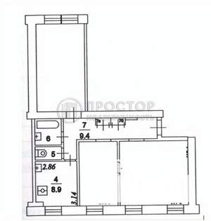 3-к квартира, вторичка, 78м2, 2/5 этаж
