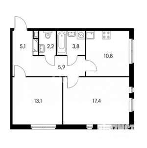 2-к квартира, вторичка, 59м2, 20/26 этаж