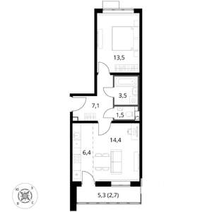 2-к квартира, вторичка, 49м2, 2/17 этаж