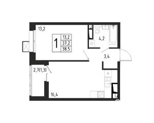 1-к квартира, вторичка, 39м2, 6/12 этаж
