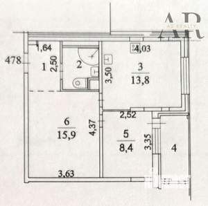 2-к квартира, вторичка, 48м2, 6/25 этаж