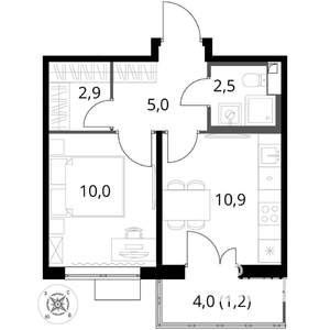 1-к квартира, вторичка, 33м2, 13/16 этаж