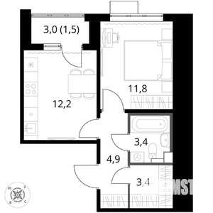1-к квартира, вторичка, 37м2, 6/17 этаж