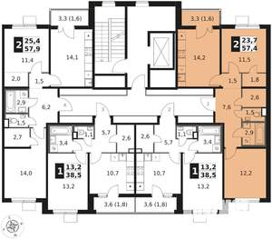 2-к квартира, вторичка, 57м2, 4/17 этаж
