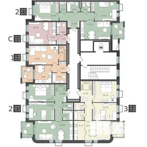 2-к квартира, строящийся дом, 70м2, 2/5 этаж