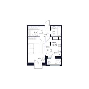 1-к квартира, вторичка, 41м2, 8/15 этаж