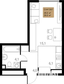 1-к квартира, вторичка, 29м2, 25/28 этаж