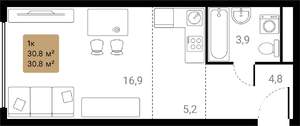 1-к квартира, вторичка, 31м2, 9/28 этаж