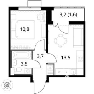 1-к квартира, вторичка, 33м2, 14/17 этаж