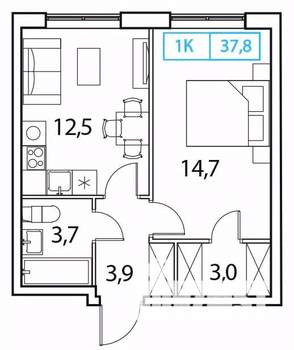 1-к квартира, вторичка, 38м2, 15/18 этаж