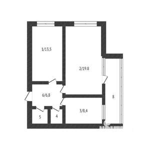2-к квартира, вторичка, 54м2, 10/12 этаж