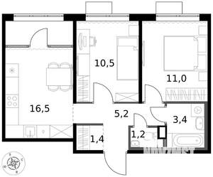 2-к квартира, вторичка, 49м2, 4/17 этаж
