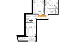 2-к квартира, вторичка, 65м2, 2/7 этаж