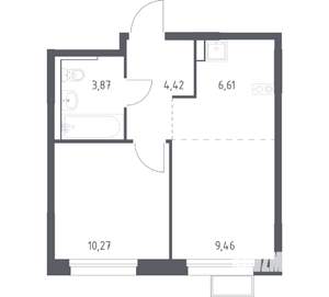 1-к квартира, вторичка, 34м2, 14/17 этаж