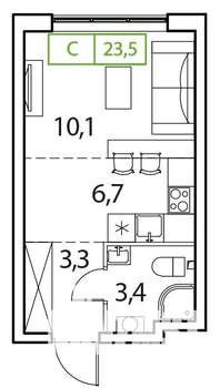 1-к квартира, вторичка, 24м2, 16/18 этаж