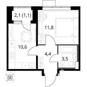 1-к квартира, вторичка, 31м2, 5/17 этаж
