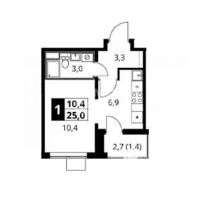 Студия квартира, вторичка, 25м2, 2/13 этаж